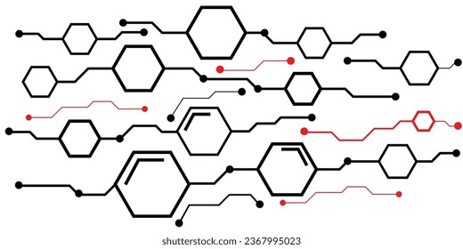Hexagon vector for scientific medical technology background geometric hexagon shape style healthy polygon concept.cell and atom molecule.eps10