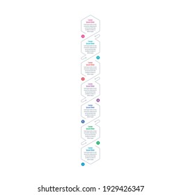 plantilla de hexágono y de infografía vertical. web, internet, informe anual, plantillas de información de revista. plantilla de información de siete opciones