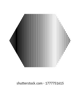 hexagon with vertical lines texture in black color, editable vector