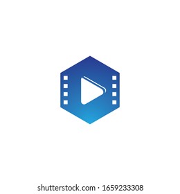 Hexagon Video logo template vector icon design