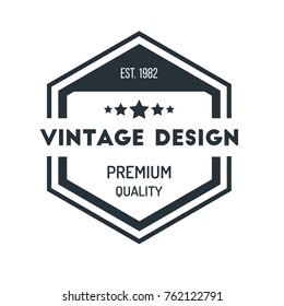 Hexagon Vintage Hipster Badge Logo Design Template Vector Symbol