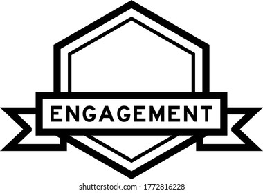 Bannière d'étiquette vintage Hexagon en couleur noire avec engagement de mots sur fond blanc