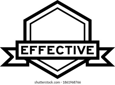 Hexagon vintage label banner in black color with word effective on white background