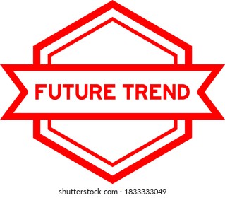 Bannière d'étiquette vintage Hexagon en rouge avec mot tendance future sur fond blanc