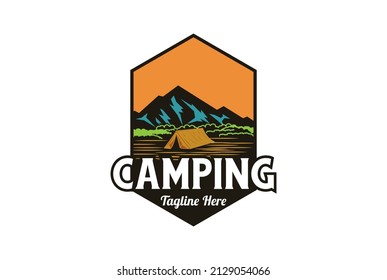 Hexagon Vintage Outdoor Summer Camp Emblem For Shirts Stamps Stickers Logo And Labels Design Vector