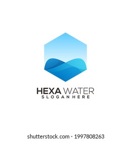 Hexagon Water Logo Illustration Colorful Abstract Gradient