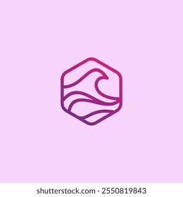 Hexagon Wave Logo Design. Vektorgrafik des Strandsymbols