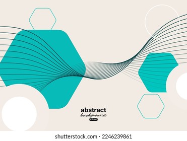hexágono con banda de onda tecnología rayada fondo para banner publicitario, folleto, página de aterrizaje del sitio web, datos de portada de cuaderno vectoriales.