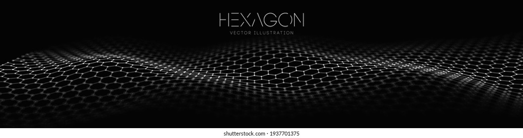 Hexagon Wave Vector Template. Modern 3d Graphic Geometric Background. Digital Technology Web Flow Abstract Background. EPS 10.