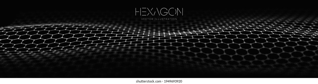 Hexagon wave vector template. Modern 3d graphic geometric background. Digital technology web flow abstract background. EPS 10.