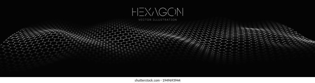 Hexagon wave vector template. Modern 3d graphic geometric background. Digital technology web flow abstract background. EPS 10.