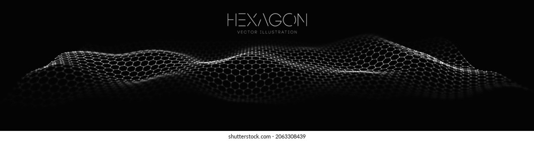 Hexagon wave vector template. Modern 3d graphic geometric background. Digital technology web flow abstract background. EPS 10.