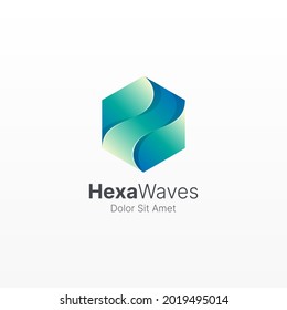 Hexagon waves with 3d shape logo