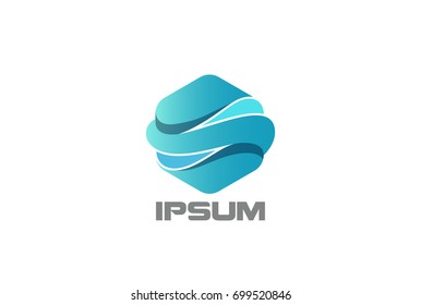 Hexagon Waves abstract corporate Logo design vector template.