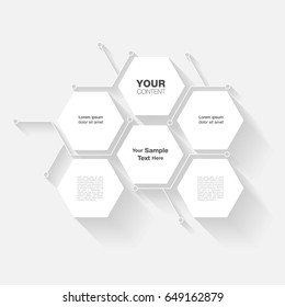 Hexagon web design with transparent shadow. Vector EPS 10.
