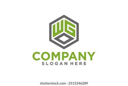Letra inicial del logotipo de WGO hexagonal, letra WGO con el icono del logotipo del hexágono Diseño de Vector Inspiración de Plantilla