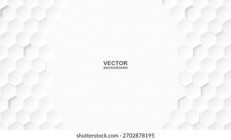 Hexágono fundo branco abstrato com luz suave e sombra.  Vetor.