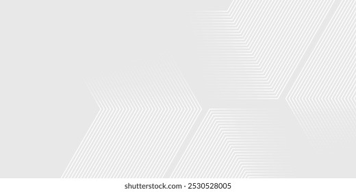 Hexagon white gray wave light technology texture background. Abstract big data digital concept simple art modern abstract