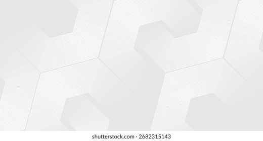 Fondo de textura de tecnología de luz de onda gris blanco hexagonal. Concepto digital de big data Abstractas simple. ilustración de Vector.