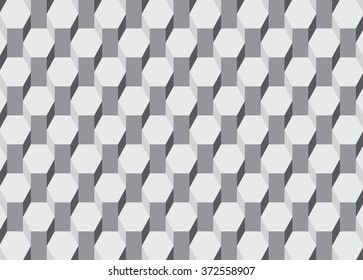 Hexagon white and light gray wallpaper or background textures, EPS10 file graphics for designers 
