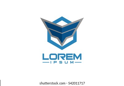 hexagon wing flat logo