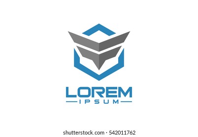 hexagon wing flat logo