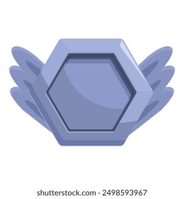 Hexagon with wings is flying representing concept of freedom