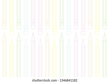 Hexagon wood pencil with eraser for pattern and background, soft rainbow color line