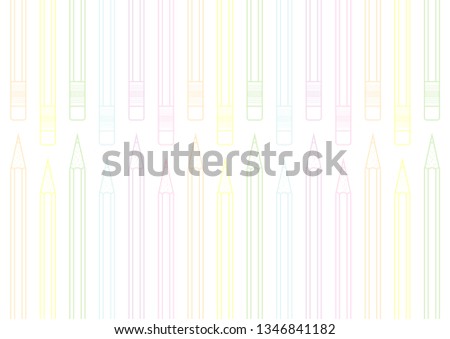 Hexagon wood pencil with eraser for pattern and background, soft rainbow color line