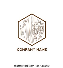 Hexagon with wooden texture,Logo design,Vector illustration