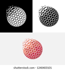 Hexagon World Ball Sphere Globe Icon Logo