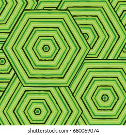 Hexagonal abstract Aboriginal line painting in vector format.