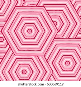 Hexagonal abstract Aboriginal line painting in vector format.