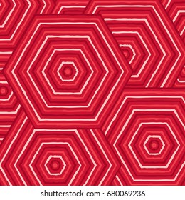 Hexagonal abstract Aboriginal line painting in vector format.