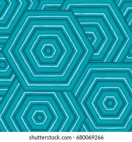 Hexagonal abstract Aboriginal line painting in vector format.