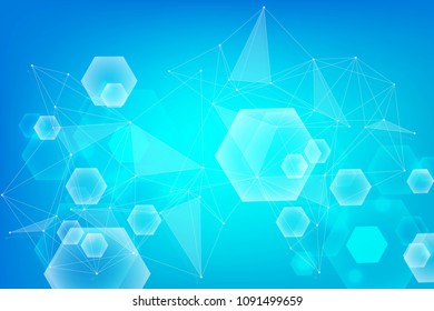 Hexagonal Abstract Background. Big Data Visualization. Global Network Connection. Medical, Technology, Science Background. Vector Illustration