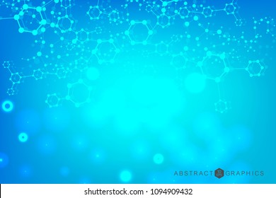 Hexagonal abstract background. Big Data Visualization. Global network connection. Medical, technology, science background. Vector illustration
