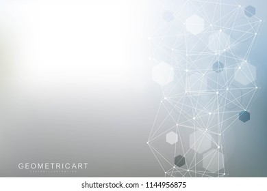 Hexagonal abstract background. Big Data Visualization. Global network connection. Medical, technology, science background. Vector illustration