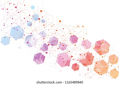 Hexagonal abstract background. Big Data Visualization. Global network connection. Medical, technology, science background. Vector illustration.