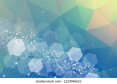 Hexagonal abstract background. Big Data Visualization. Global network connection. Medical, technology, science background. Vector illustration