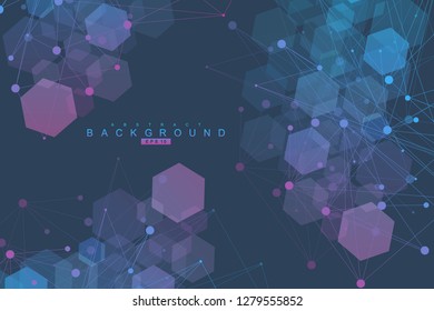 Hexagonal abstract background. Big Data Visualization. Global network connection. Medical, technology, science background. Vector illustration