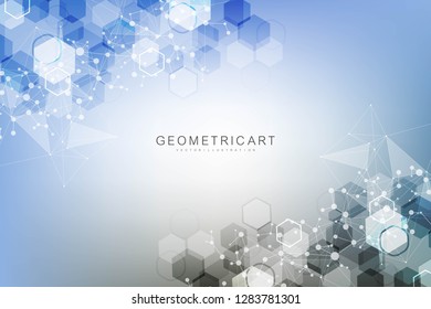 Hexagonal abstract background. Big Data Visualization. Global network connection. Medical, technology, science background. Vector illustration