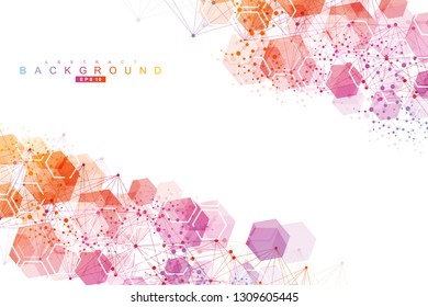 Hexagonal abstract background. Big Data Visualization. Global network connection. Medical, technology, science background. Vector illustration