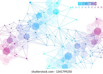 Hexagonal abstract background. Big Data Visualization. Global network connection. Medical, technology, science background. Vector illustration