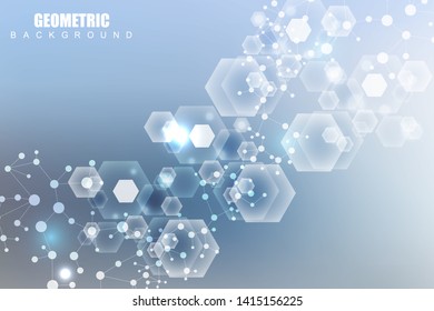 Hexagonal abstract background. Big Data Visualization. Global network connection. Medical, technology, science background. Vector illustration.