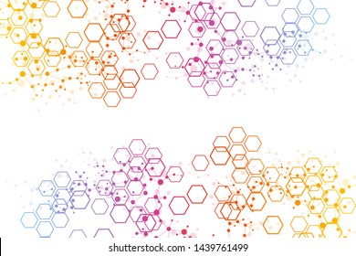 Hexagonal abstract background. Big Data Visualization. Global network connection. Medical, technology, science background. Vector illustration.