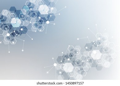 Hexagonal abstract background. Big Data Visualization. Global network connection. Medical, technology, science background. Vector illustration.
