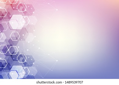 Hexagonal abstract background. Big Data Visualization. Global network connection. Medical, technology, science background. Vector illustration.