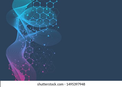 Hexagonal abstract background. Big Data Visualization. Global network connection. Medical, technology, science background. Vector illustration.