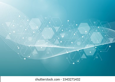 Hexagonal abstract background. Big Data Visualization. Global network connection. Medical, technology, science background. Vector illustration.